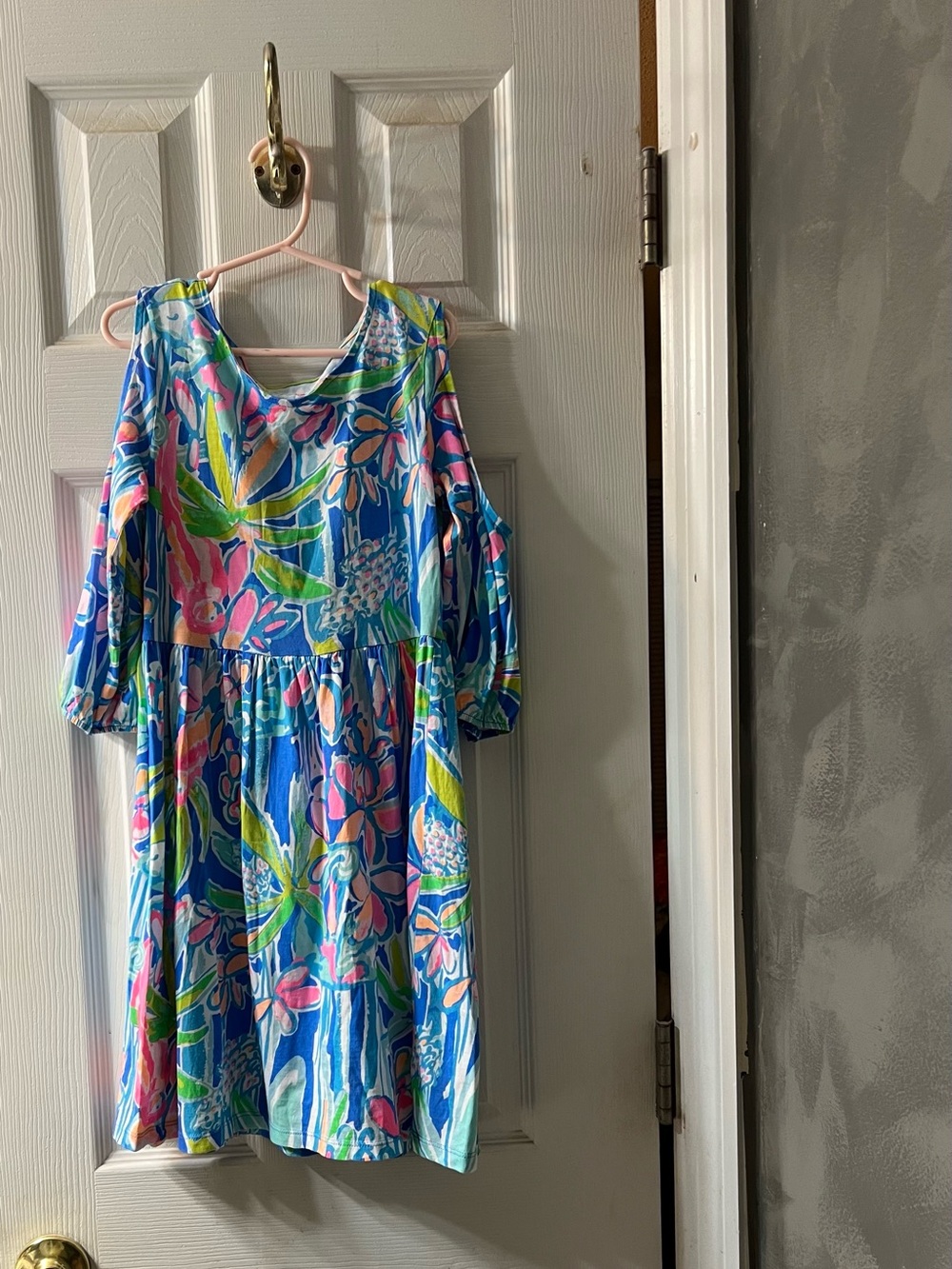 Lilly Pulitzer Jungle Girl Blue & Pink Tropical Floral Dress – Girls Large 8/10